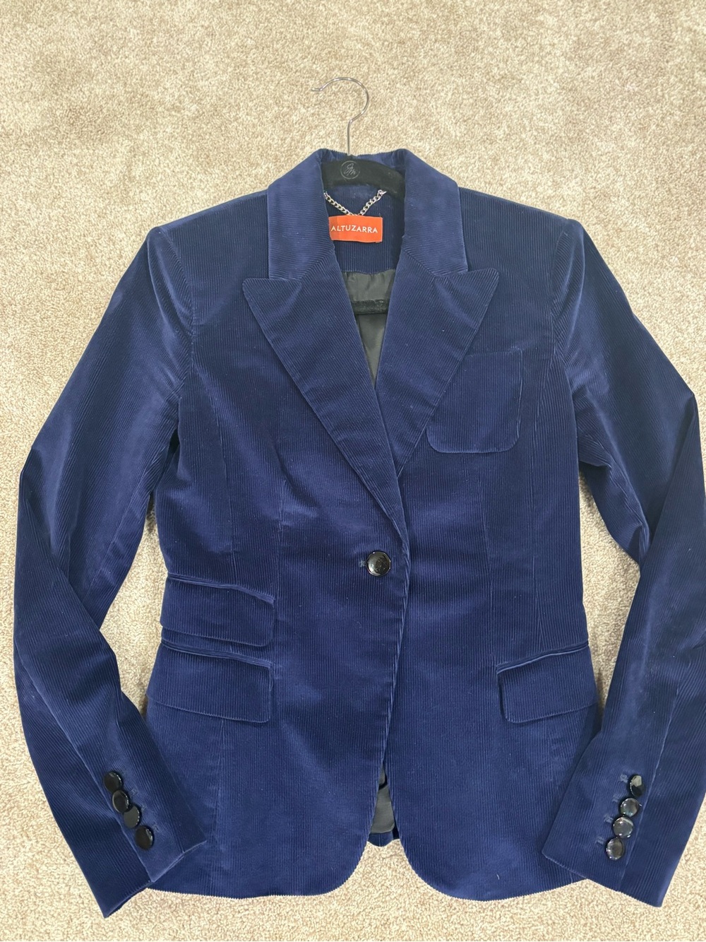 Altuzarra Navy Corduroy Single-Button Blazer